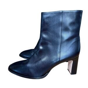 Reformation Black Leather Gillian Heeled Ankle Boots Womens 10.5